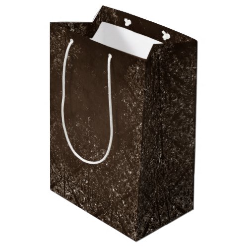 Glimmery Brown Grunge  Gorgeous Bronze Damask Medium Gift Bag