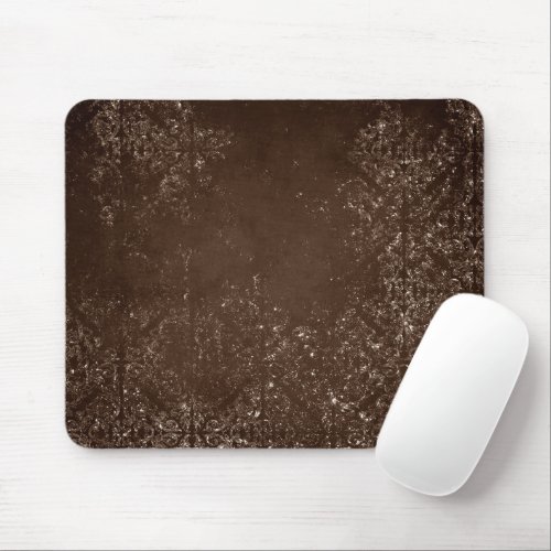 Glimmery Brown Grunge  Gorgeous Bronze Damask Mouse Pad