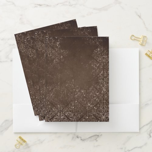 Glimmery Brown Grunge  Gorgeous Bronze Damask Pocket Folder
