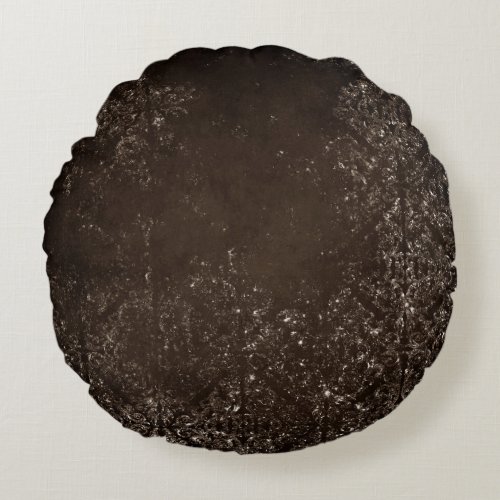 Glimmery Brown Grunge  Gorgeous Bronze Damask Round Pillow