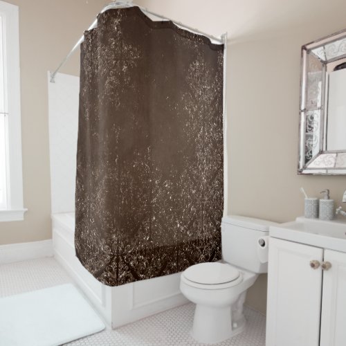 Glimmery Brown Grunge  Gorgeous Bronze Damask Shower Curtain