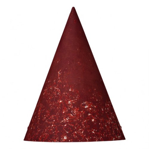 Glimmery Crimson Grunge  Dark Red Glam Damask Party Hat
