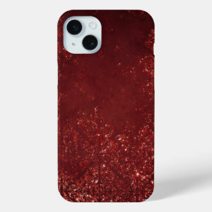 Glimmery Henna Grunge   Dark Blood Red Damask iPhone 15 Plus Case