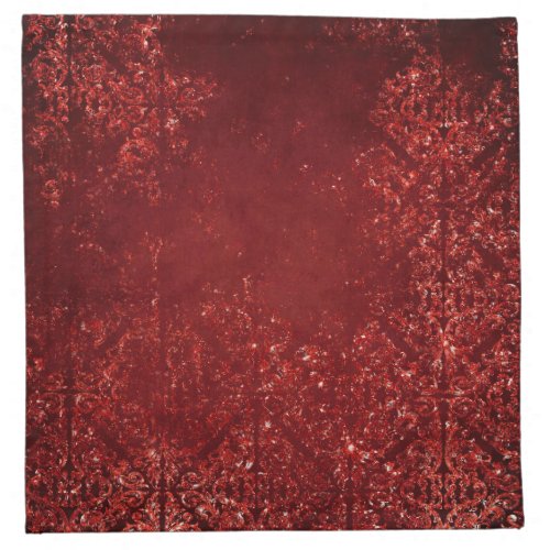 Glimmery Henna Grunge  Dark Blood Red Damask Cloth Napkin