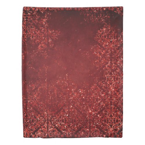 Glimmery Henna Grunge  Dark Blood Red Damask Duvet Cover