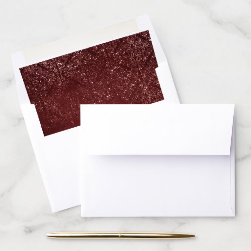 Glimmery Henna Grunge  Dark Blood Red Damask Envelope Liner