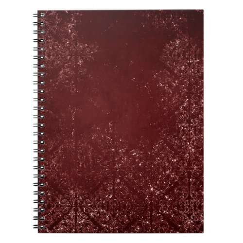 Glimmery Henna Grunge  Dark Blood Red Damask Notebook