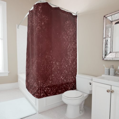 Glimmery Henna Grunge  Dark Blood Red Damask Shower Curtain