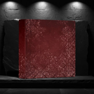Glimmery Henna Grunge Rich Blood Red Glam Damask 3 Ring Binder