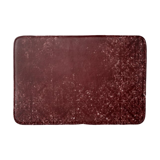 Glimmery Henna Grunge | Rich Blood Red Glam Damask Bath Mat (Front)