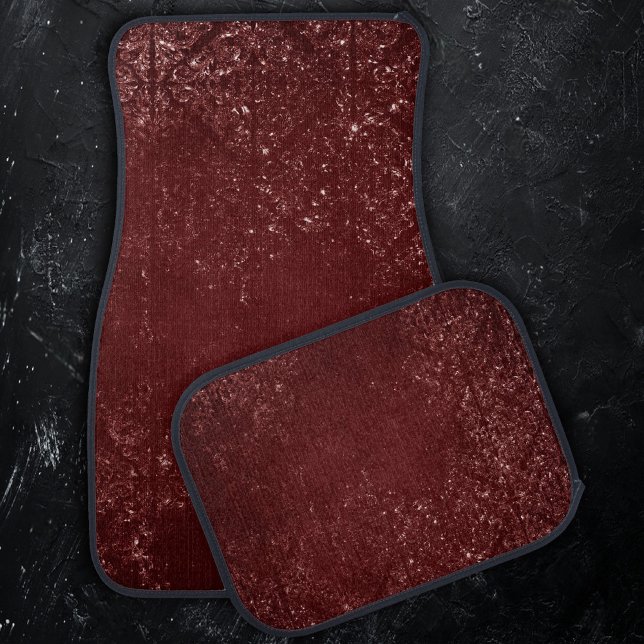 Glimmery Henna Grunge | Rich Blood Red Glam Damask Car Floor Mat (Creator Uploaded)
