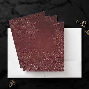 Glimmery Henna Grunge Rich Blood Red Glam Damask Pocket Folder