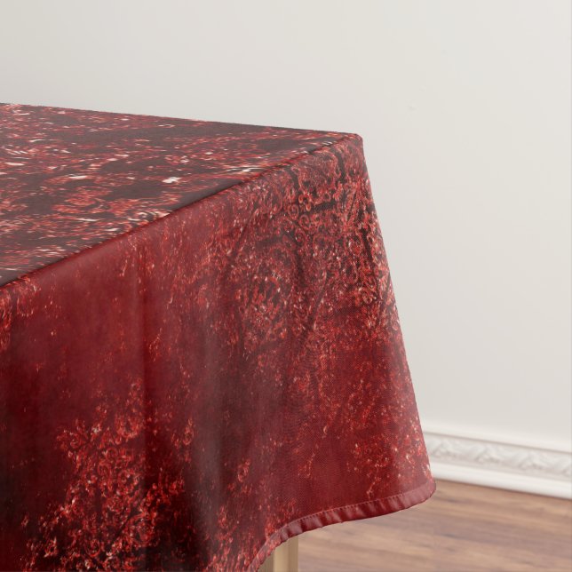 Glimmery Henna Grunge | Rich Blood Red Glam Damask Tablecloth (In Situ)