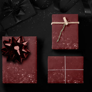 Glimmery Henna Grunge   Rich Blood Red Glam Damask Wrapping Paper Sheets