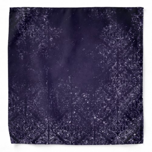 Glimmery Indigo Grunge  Midnight Purple Damask Bandana