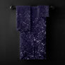 Glimmery Indigo Grunge | Midnight Purple Damask Bath Towel Set