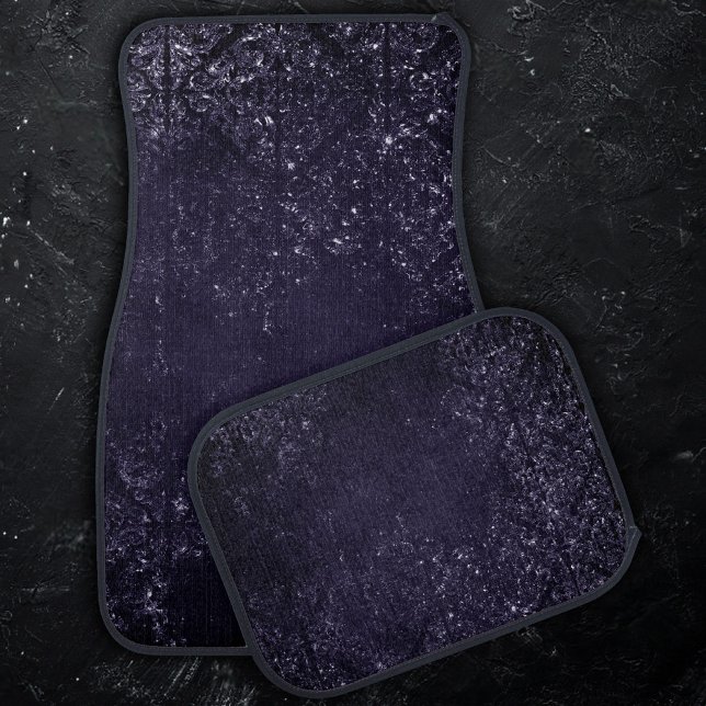 Glimmery Indigo Grunge | Midnight Purple Damask Car Floor Mat (Creator Uploaded)