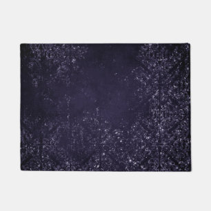 Glimmery Indigo Grunge Midnight Purple Damask Doormat