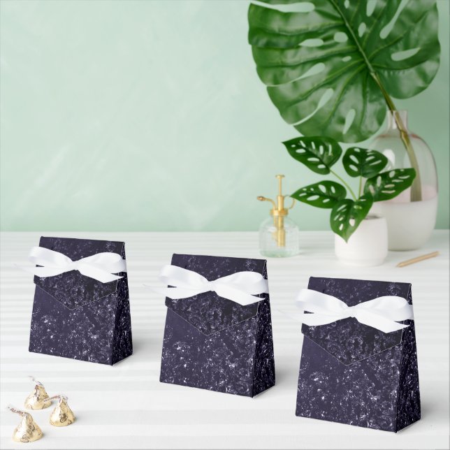 Glimmery Indigo Grunge | Midnight Purple Damask Favor Boxes (Multiple)
