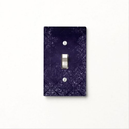 Glimmery Indigo Grunge  Midnight Purple Damask Light Switch Cover