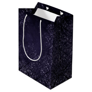 Glimmery Indigo Grunge   Midnight Purple Damask Medium Gift Bag