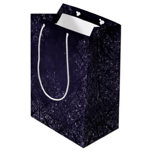 Glimmery Indigo Grunge  Midnight Purple Damask Medium Gift Bag