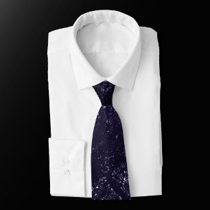 Glimmery Indigo Grunge   Midnight Purple Damask Neck Tie