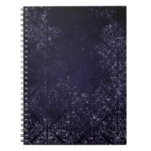 Glimmery Indigo Grunge  Midnight Purple Damask Notebook