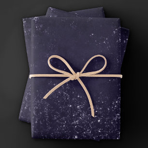 Glimmery Indigo Grunge Midnight Purple Damask Wrapping Paper Sheets