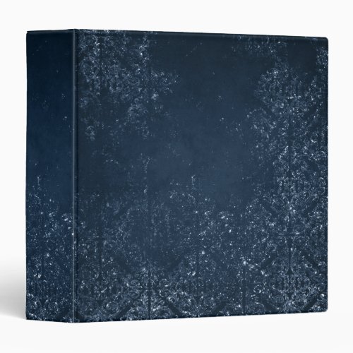 Glimmery Navy Grunge  Dark Blue Luxurious Damask 3 Ring Binder