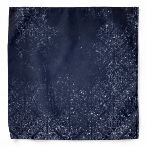 Glimmery Navy Grunge  Dark Blue Luxurious Damask Bandana