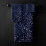 Glimmery Navy Grunge | Dark Blue Luxurious Damask Bath Towel Set
