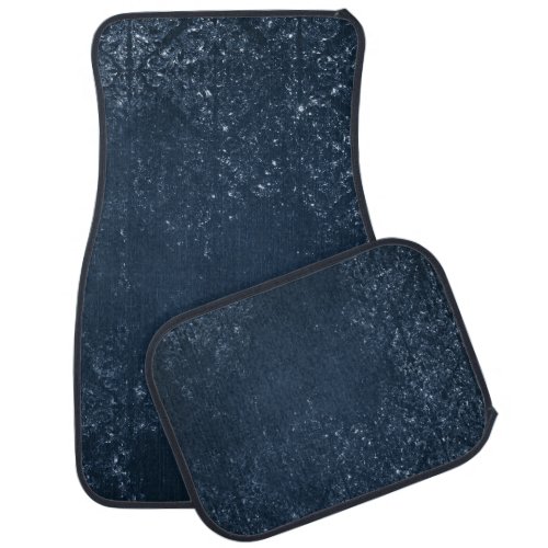 Glimmery Navy Grunge  Dark Blue Luxurious Damask Car Floor Mat