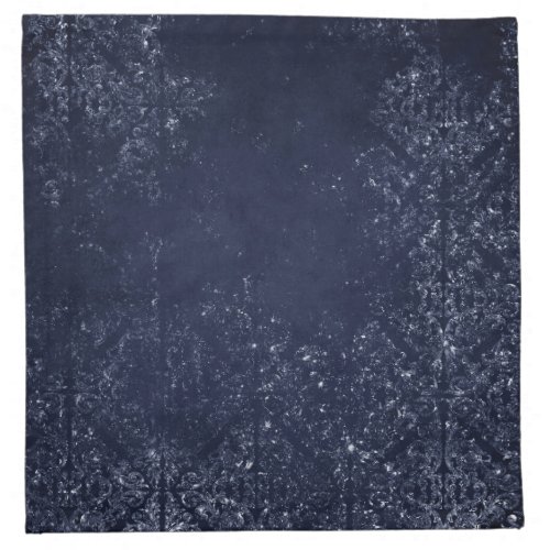 Glimmery Navy Grunge  Dark Blue Luxurious Damask Cloth Napkin
