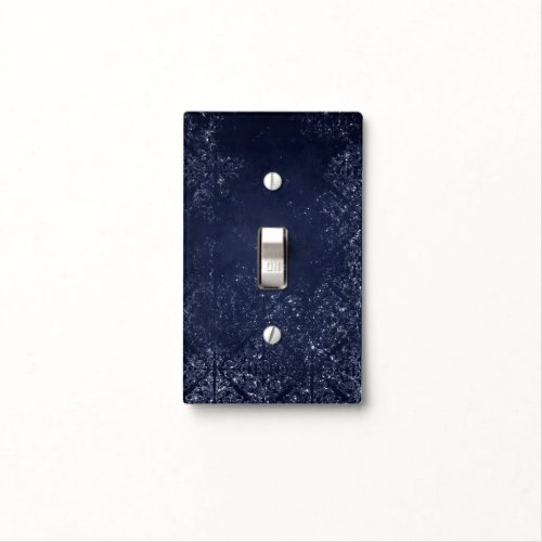 Glimmery Navy Grunge  Dark Blue Luxurious Damask Light Switch Cover