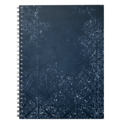 Glimmery Navy Grunge  Dark Blue Luxurious Damask Notebook