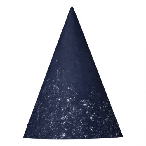 Glimmery Navy Grunge  Dark Blue Luxurious Damask Party Hat