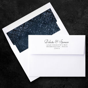 Glimmery Navy Grunge Dark Sapphire Blue Damask Envelope Liner