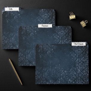 Glimmery Navy Grunge   Dark Sapphire Blue Damask File Folder