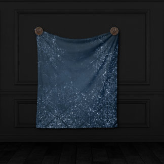 Glimmery Navy Grunge | Dark Sapphire Blue Damask Fleece Blanket