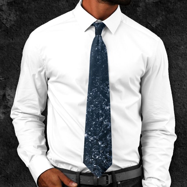 Glimmery Navy Grunge | Dark Sapphire Blue Damask Neck Tie (Creator Uploaded)