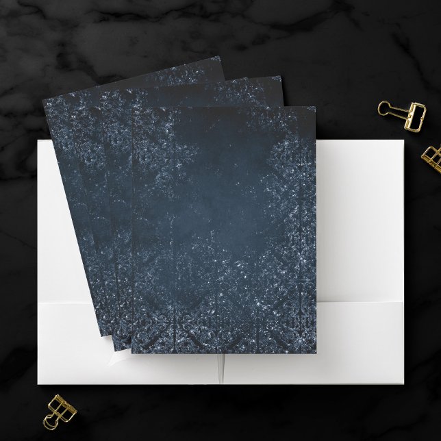 Glimmery Navy Grunge | Dark Sapphire Blue Damask Pocket Folder (Creator Uploaded)