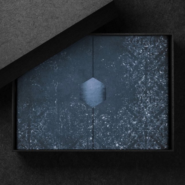 Glimmery Navy Grunge | Dark Sapphire Blue Damask Tissue Paper (Creator Uploaded)