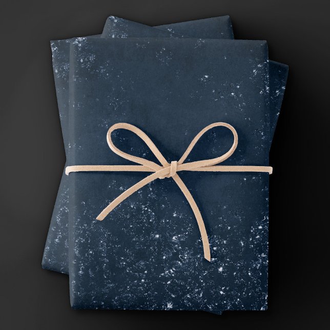 Glimmery Navy Grunge | Dark Sapphire Blue Damask Wrapping Paper Sheets (Creator Uploaded)