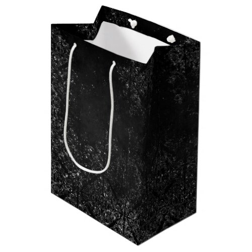 Glimmery Onyx Grunge  Black Silver Glam Damask Medium Gift Bag
