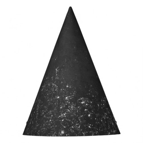 Glimmery Onyx Grunge  Black Silver Glam Damask Party Hat