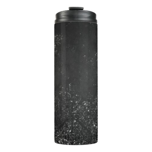 Glimmery Onyx Grunge  Black Silver Glam Damask Thermal Tumbler