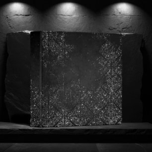 Glimmery Onyx Grunge   Silvery Black Glam Damask 3 Ring Binder