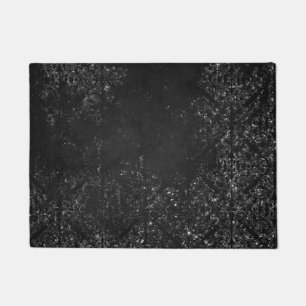 Glimmery Onyx Grunge Silvery Black Glam Damask Doormat