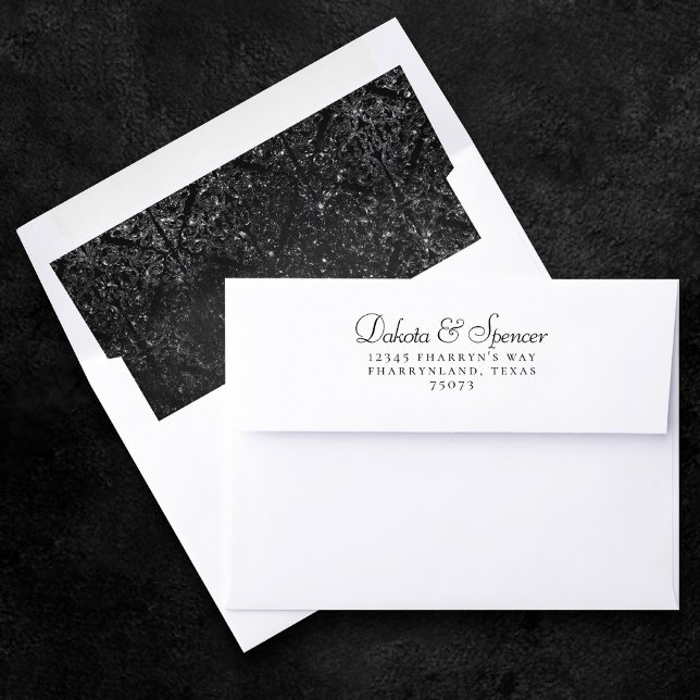 Glimmery Onyx Grunge | Silvery Black Glam Damask Envelope Liner (Creator Uploaded)